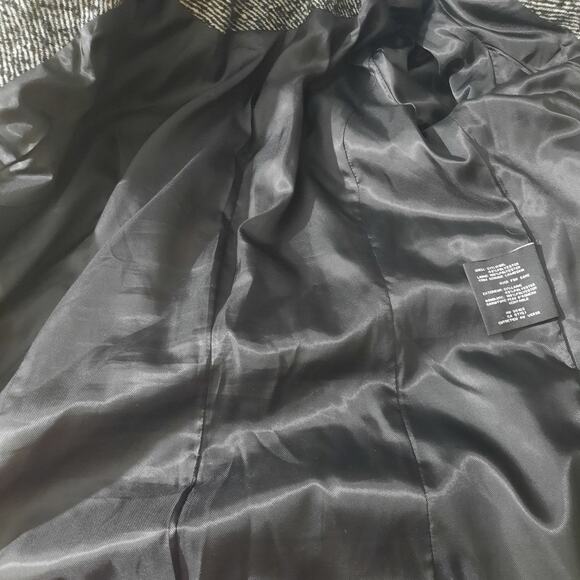 Cole Haan Womens Black & White Wool Blend Leather Trim Tweed Coat Size 10 - Picture 7 of 11